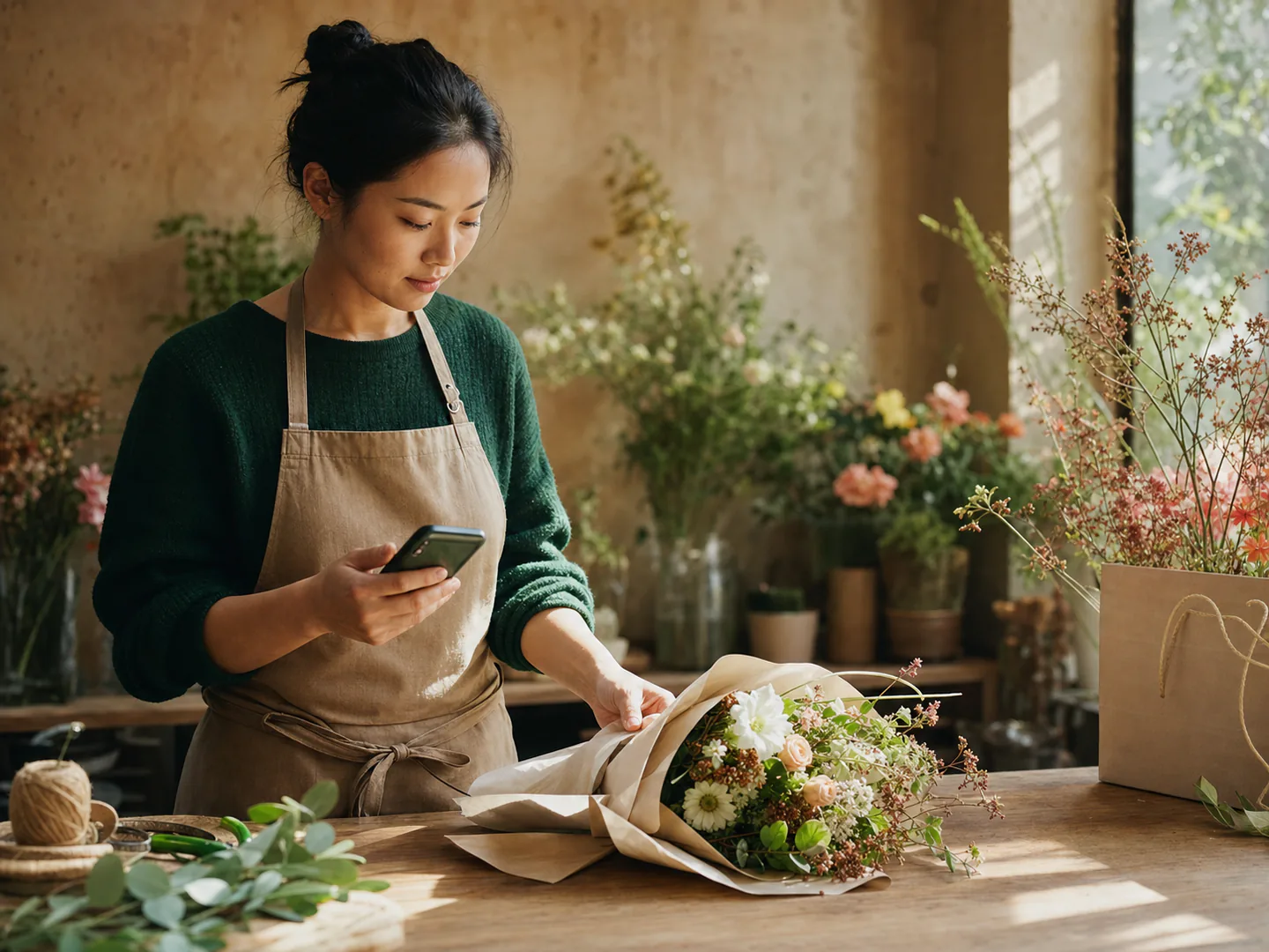 Independent business owner preparing an order